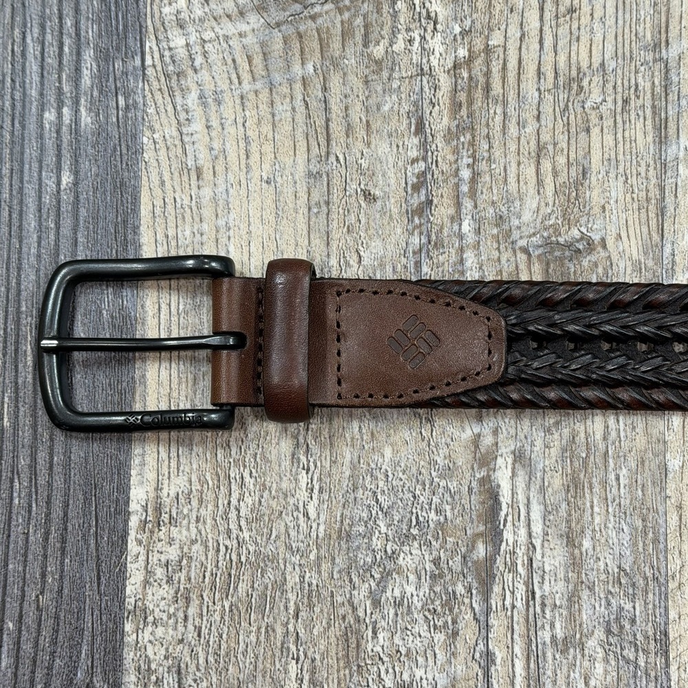 Columbia Cottonwood Canyon Braided Leather Belt Brown XL 42-44 Buckle Casual